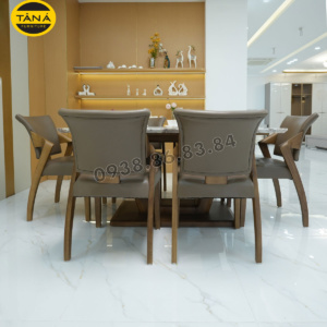 Bộ Bàn Ăn Mặt Đá Vi Tinh Hiện Đại 6-8 Ghế Gỗ Sồi Nhập Khẩu BA248
