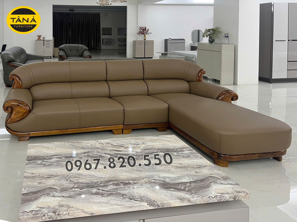 Sofa Góc Chữ L Da Siêu Sợi Gỗ Mun Nhập Khẩu AT-H46B Sang Trọng Sofa Góc Chữ L Da Siêu Sợi Gỗ Mun Nhập Khẩu AT-H46B Sang Trọng
