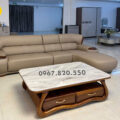 Sofa Góc Da Siêu Sợi Gỗ Mun Cao Cấp AT-516B Hiện Đại Nhập khẩu