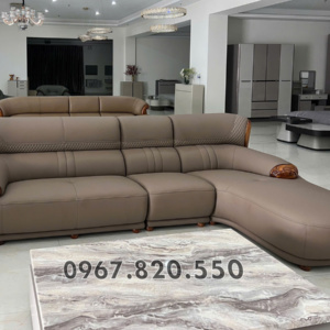 Sofa Phòng Khách Cao Cấp Da Siêu Sợi Gỗ Mun AT-G518B Nhập Khẩu