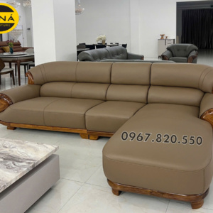 Sofa Góc Chữ L Da Siêu Sợi Gỗ Mun Nhập Khẩu AT-H46B Sang Trọng
