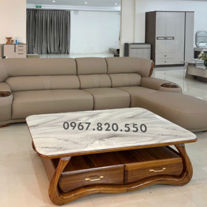 Sofa Góc Da Siêu Sợi Gỗ Mun Cao Cấp AT-516B Hiện Đại Nhập khẩu
