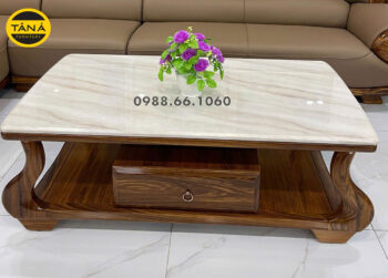 Bàn Trà Sofa Mặt Đá Gỗ Mun BT-010