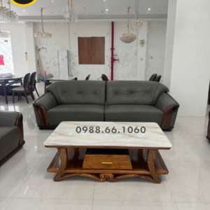Bàn Trà Sofa Mặt Đá Gỗ Mun Hiện Đại BT-A007
