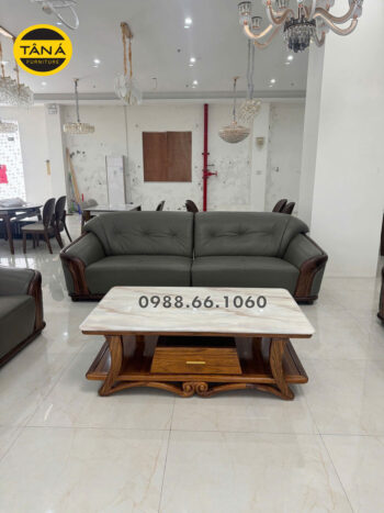 Bàn Trà Sofa Mặt Đá Gỗ Mun Hiện Đại BT-A007