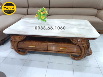 Bàn Trà Sofa Mặt Đá Gỗ Mun Phong Cách Hiện Đại BT-A009