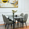 Bộ Bàn Ăn 1,2m Mặt Đá Ceramic Hiện Đại 4 Ghế Cho Chung Cư BA238