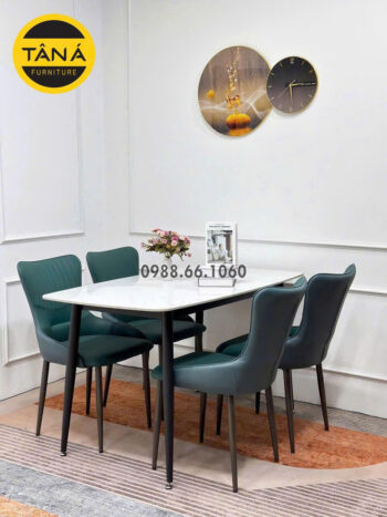 Bộ Bàn Ăn Mặt Đá Ceramic 4 Ghế BA260 Phong Cách Sang Trọng