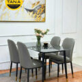 Bộ Bàn Ăn Mặt Đá Ceramic 4 Ghế Nhỏ Gọn BA254 Phong Cách Hiện Đại