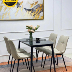 Bộ Bàn Ăn Mặt Đá Ceramic 1,2m Hiện Đại 4 Ghế Cho Chung Cư BA236