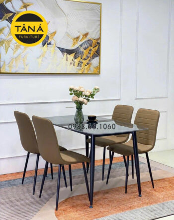 Bộ Bàn Ăn Mặt Đá Ceramic 4 Ghế BA251 Nhỏ Gọn Hiện Đại