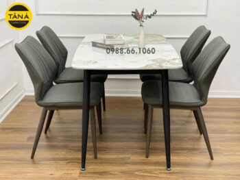 Bộ Bàn Ăn Mặt Đá Ceramic 4 Ghế BA258 Kiểu Dáng Hiện Đại