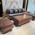 Sofa Gỗ Sồi Da Hàn Quốc Góc L Hiện Đại GS91
