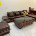 Sofa Gỗ Sồi Góc L Da Hàn Quốc Hiện Đại GS89