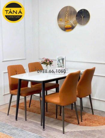 Bộ Bàn Ăn Mặt Đá Ceramic 4 Ghế BA259 Kiểu Dáng Hiện Đại