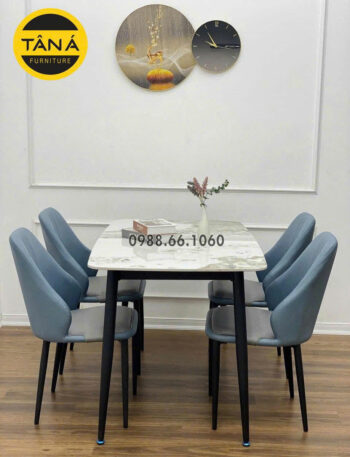 Bộ Bàn Ăn 4 Ghế Mặt Đá Ceramic BA253 Nhỏ Gọn Hiện Đại