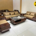Sofa Băng Gỗ Óc Chó Bọc Da Microfiber Hiện Đại GO93