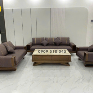 Sofa Băng Gỗ Sồi Bọc Da Chống Trầy AB-307C-123