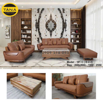 Sofa Băng Gỗ Sồi Bọc Da Chống Trầy AB-101C