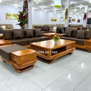 Sofa Băng Gỗ Gõ Đỏ Da Ý Hiện Đại GG01