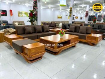 Sofa Băng Gỗ Gõ Đỏ Da Ý Hiện Đại GG01