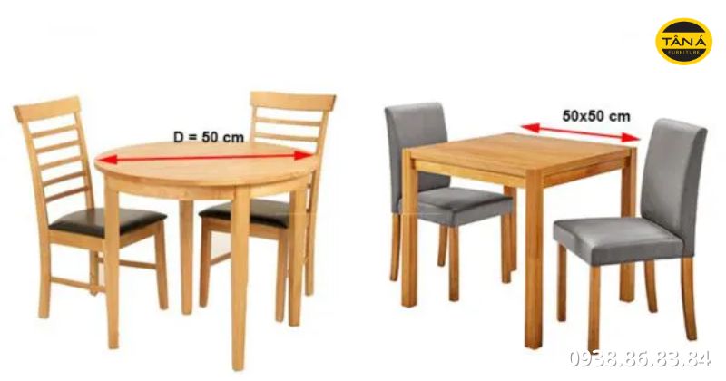 Kích thước chuẩn bàn chữ nhật và bàn tròn