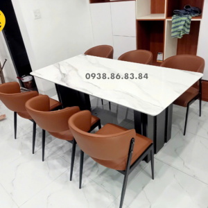 Bộ Bàn Ăn Mặt Đá Tự Nhiên 1,8m + 6 Ghế Nhập Khẩu AT-822