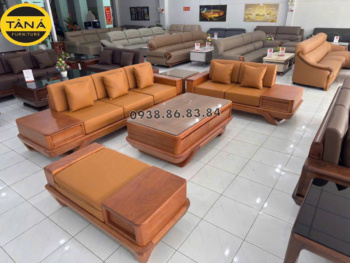 Sofa Gỗ Gõ Đỏ Da Ý GG02 Thời Thượng Sang Trọng