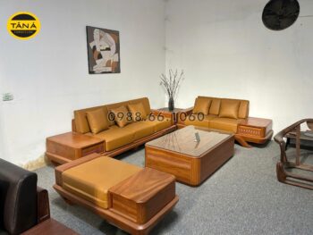 Sofa Gỗ Gõ Đỏ Da Ý GG02 Thời Thượng Sang Trọng