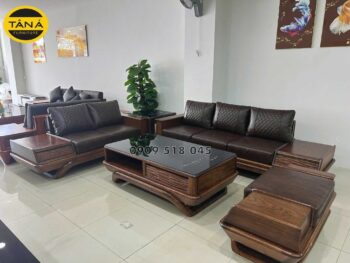 Sofa Gỗ Mun Da Hàn Quốc GM80 Phong Cách Sang Trọng