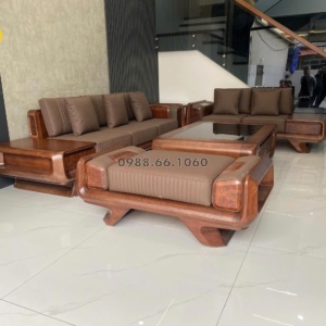 Sofa Gỗ Sồi Cao Cấp Da Ý GS96 Chuẩn Phong Cách Hiện Đại