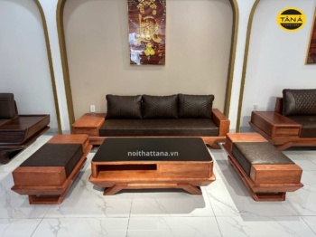 Sofa Gỗ Sồi Cao Cấp Da Hàn Quốc GS98 Chuẩn Phong Cách Hiện Đại