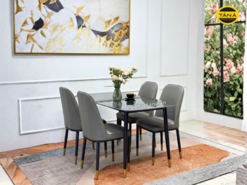 Bộ bàn ăn 1m2 4 ghế mặt đá ceramic nhập khẩu AK24