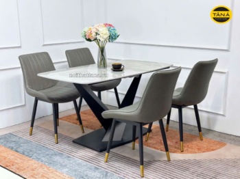 Bộ bàn ăn 1m2 4 ghế mặt đá ceramic nhập khẩu AK27