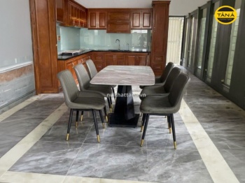 Bộ bàn ăn 1m6 6 ghế mặt đá ceramic nhập khẩu AK32