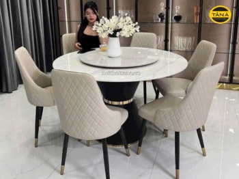 Bộ bàn ăn 6 ghế 1m3 mặt đá ceramic nhập khẩu AK34