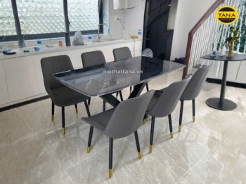 Bộ bàn ăn 1m6 6 ghế mặt đá tự nhiên nhập khẩu VT04