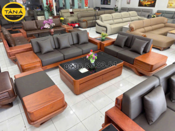 Sofa gỗ gõ đỏ da ý GG05 thanh lịch sang trọng