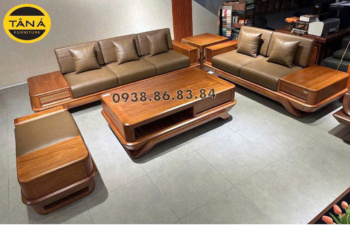 Sofa Gỗ Gõ Đỏ Da Ý GG06 Thanh Lịch Sang Trọng
