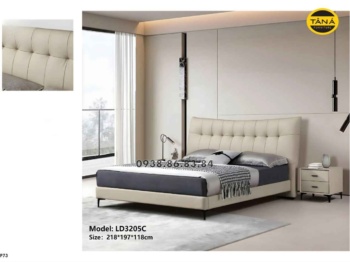 Giường Ngủ Bọc Da Bò LD3205C Sang Trọng Nhập Khẩu Đài Loan