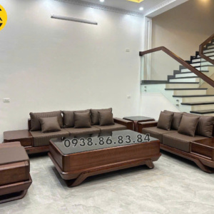 Sofa gỗ mun da Ý GM81 đẹp hiện đại