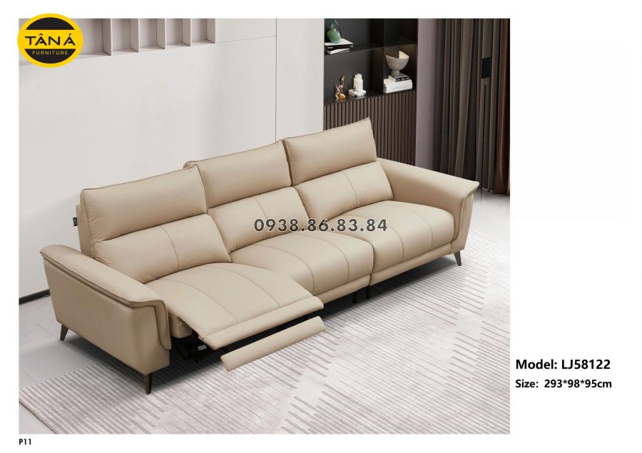 SOFA BĂNG CHỈNH ĐIỆN BỌC DA BÒ NHẬP KHẨU TP-LJ58122