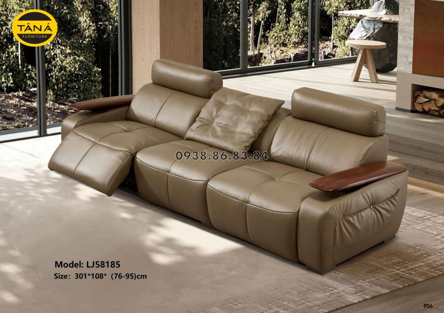 SOFA BĂNG CHỈNH ĐIỆN BỌC DA BÒ NHẬP KHẨU TP-LJ58185