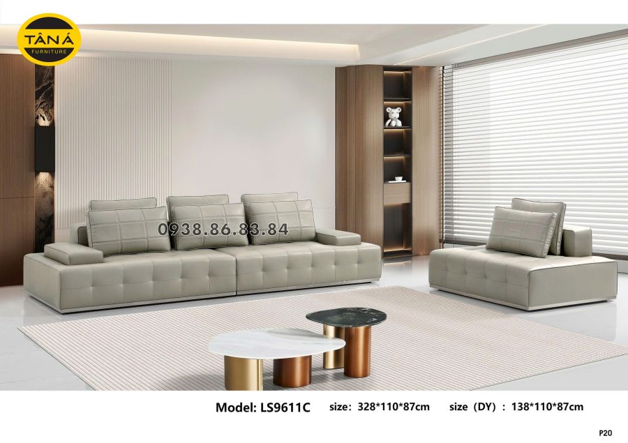 SOFA DA BÒ TOÀN PHẦN NHẬP KHẨU TP-LS9611C-Đ 2 TP-LS9611C-Đ