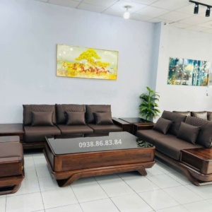 Sofa gỗ óc chó da Microfiber GO15 phong cách hiện đại