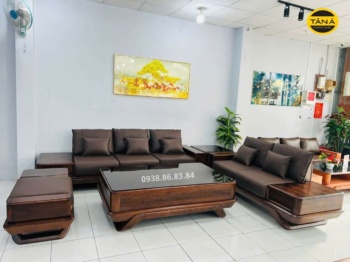 Sofa gỗ óc chó da Microfiber GO15 phong cách hiện đại