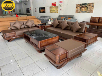 Sofa gỗ óc chó da Microfiber GO15 phong cách hiện đại