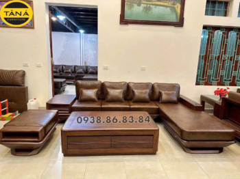 Sofa Gỗ Hương Xám Da Cao Cấp GH96 Phong Cách Sang Trọng