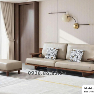 Sofa gỗ sồi da sinh thái AT-A03 nhập khẩu