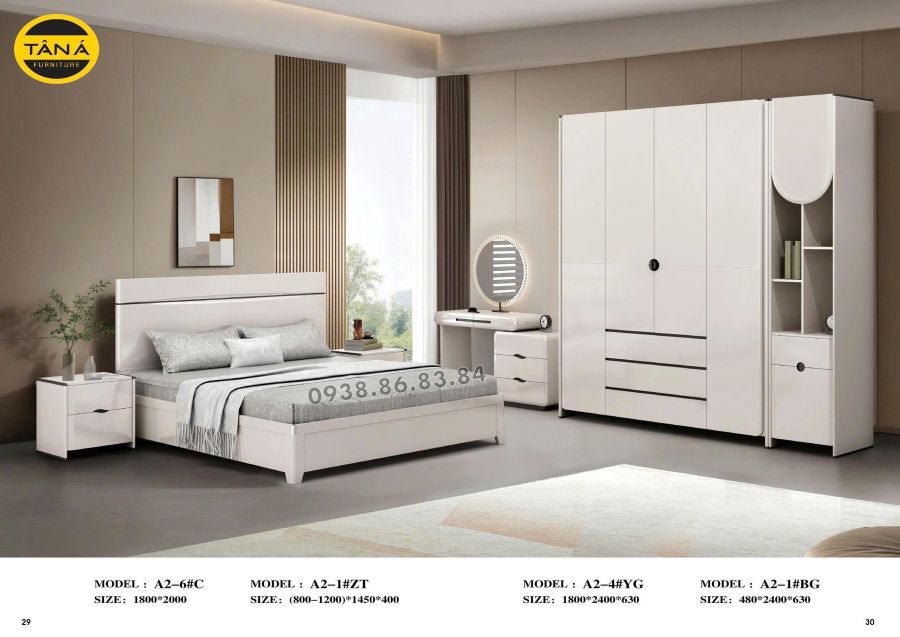 COMBO GIƯỜNG TỦ GỖ HIỆN ĐẠI NHẬP KHẨU TP-A2-4 2 TP-A2-4